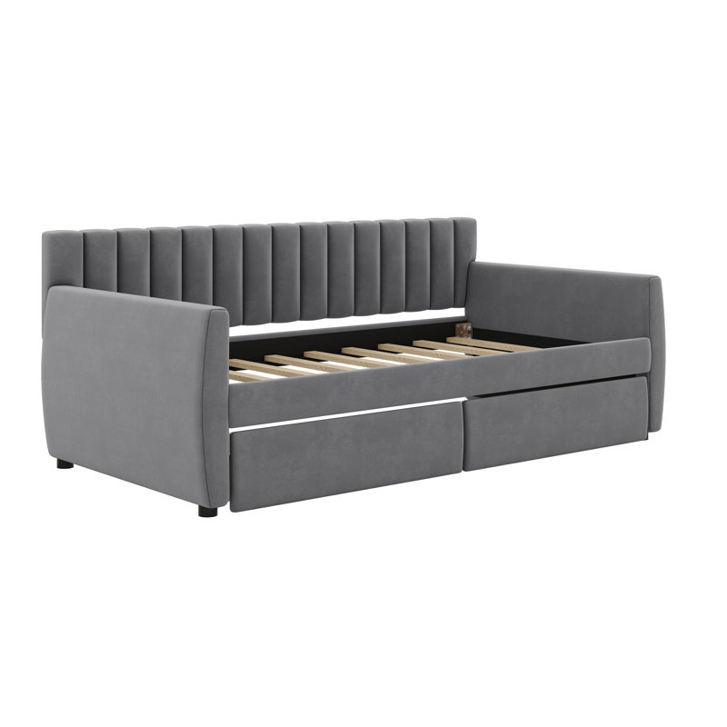 Daemian Upholstered Daybed, Gray