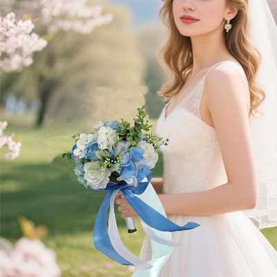 Bouquets de mariage bleus pour demoiselles d'honneur