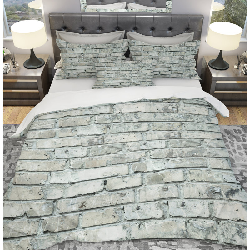 Ensemble de housse de couette designart briques, Housse simple + 1 taie décorative
