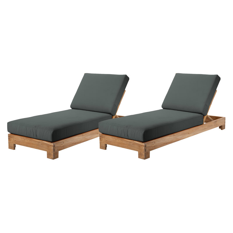 2 Pacific Teak Outdoor Chaise Loungers, Coal