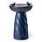24.75"H Cobalt Blue Twist Textured Birdbath Ceramic Outdoor Floor Fountain With Two Birds, Pump And LED Light (KD)
