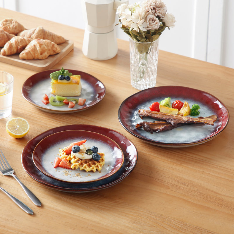 12-Piece Stoneware Dinner Set - Service for 4, Red