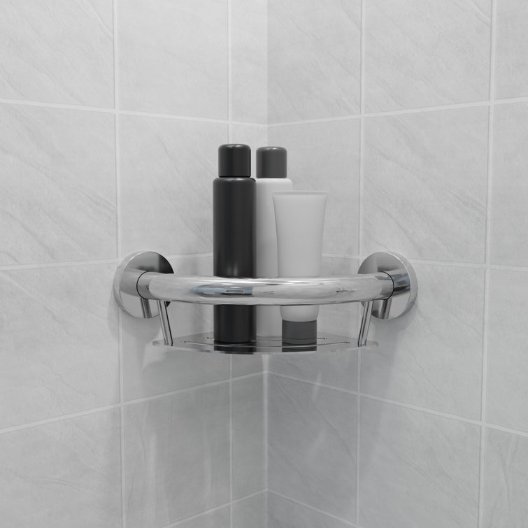 HealthCraft - PLUS Corner Shelf 9.5", Grab Bar for Bath and Shower Safety (500 lb. Capacity)