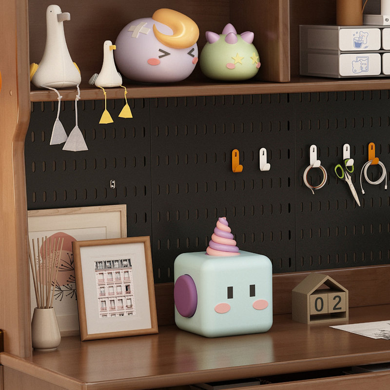 Bureau d'écriture rectangulaire pour enfants avec rehausse, Brun