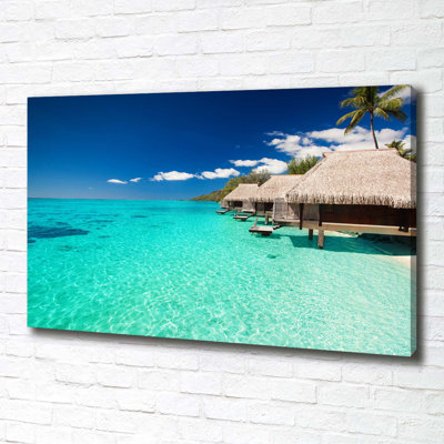 Bungalows Above The Water - Wrapped Canvas Print