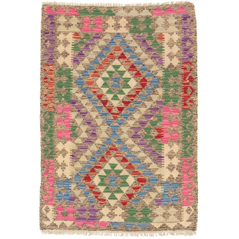 Geometric Wool Hand Woven 83cm X 120cm Area Rug