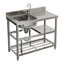 Williston Forge 100cm W Stainless Steel One Compartment Commercial Kitchen Sink with Shelves