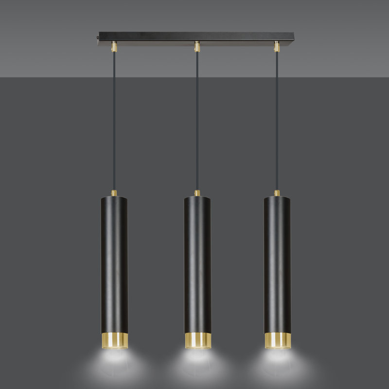 Danbury 3 - Light Kitchen Island Pendant, Black, Gold