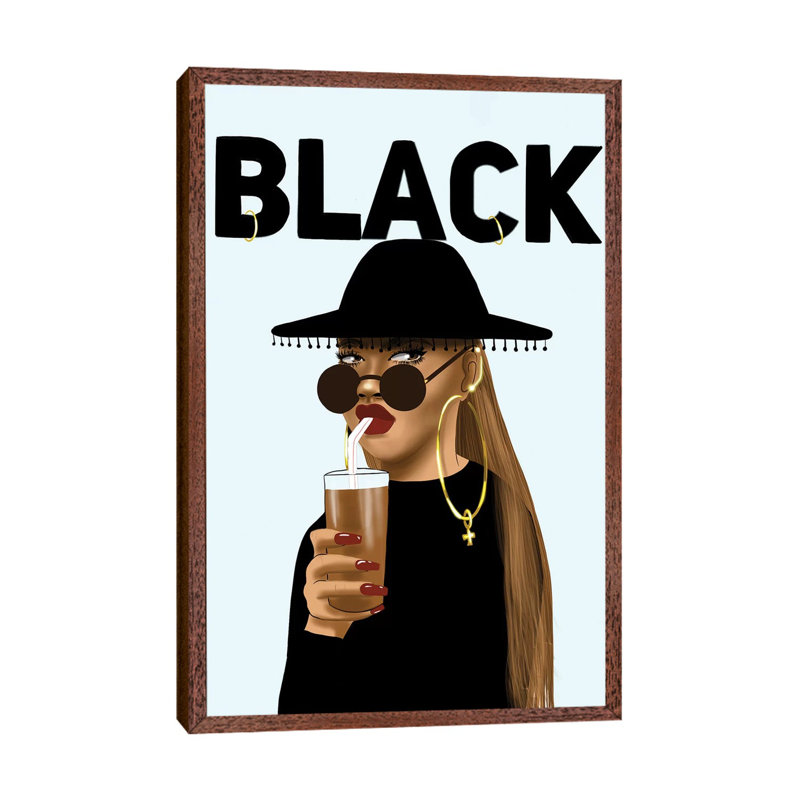 BLACK - Print on Canvas, Classic Brown Wood Framed, 66.04 cm H x 45.72 cm W