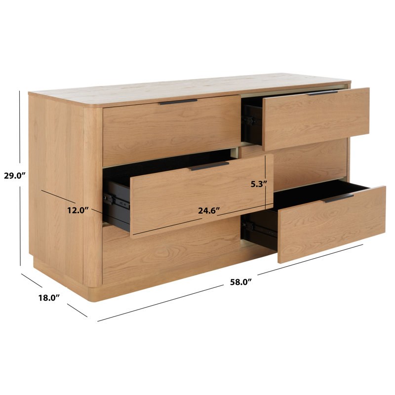 Ensemble de commode 3 pièces Tahani, Naturel/noir