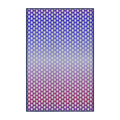 Tapis rose/bleu tissé à la machine