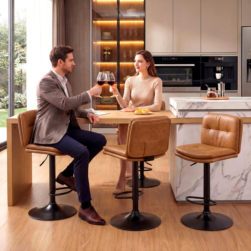 Ensemble de 3 tabourets de bar modernes pivotants, brun, Brun, 3