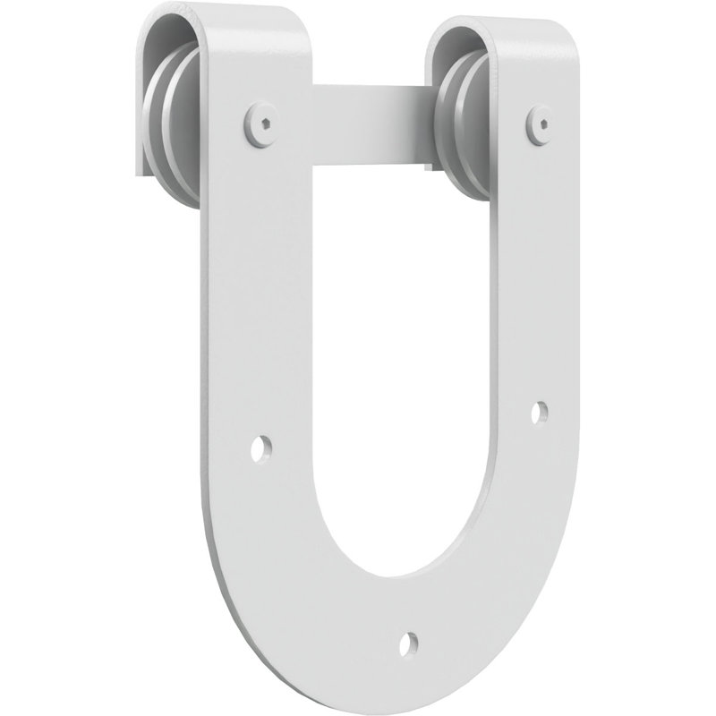 Ensemble de quincaillerie de porte de grange simple standard Premium Horseshoe Roller Hanger, Blanc fusée