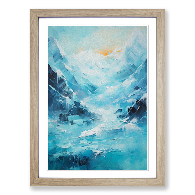 Glacier Action Painting - Framed Print, Oak, 46cm H x 34cm W x 2cm D