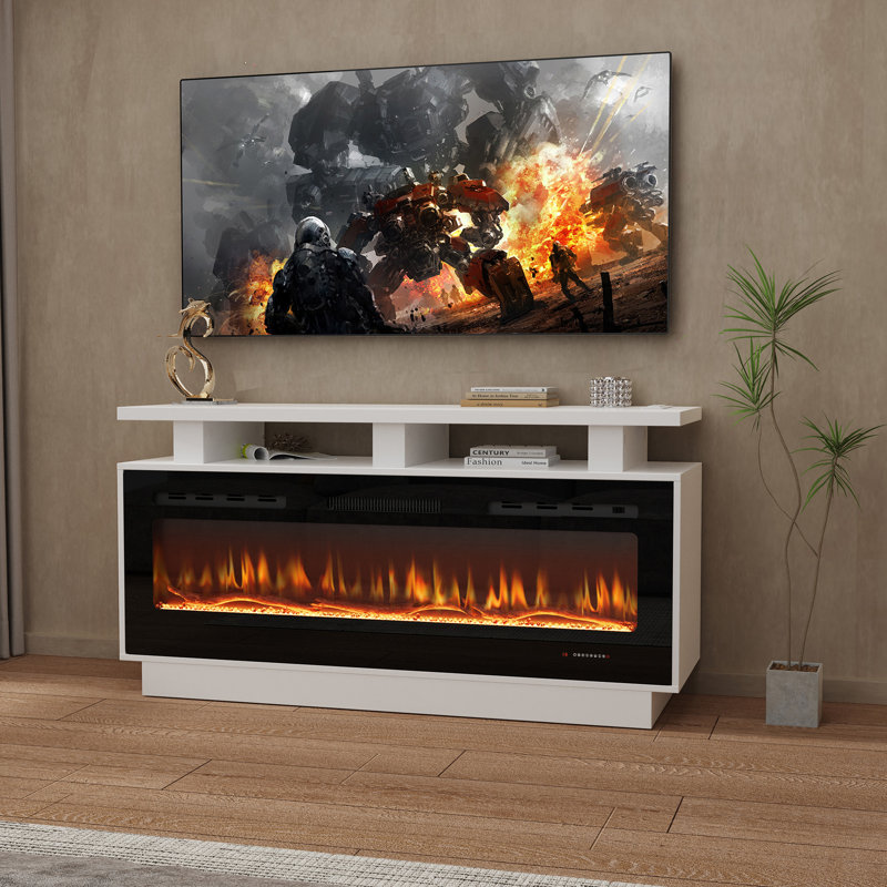 2-Piece Stylish Electric Fireplaceand TV Stand with Light, 50"