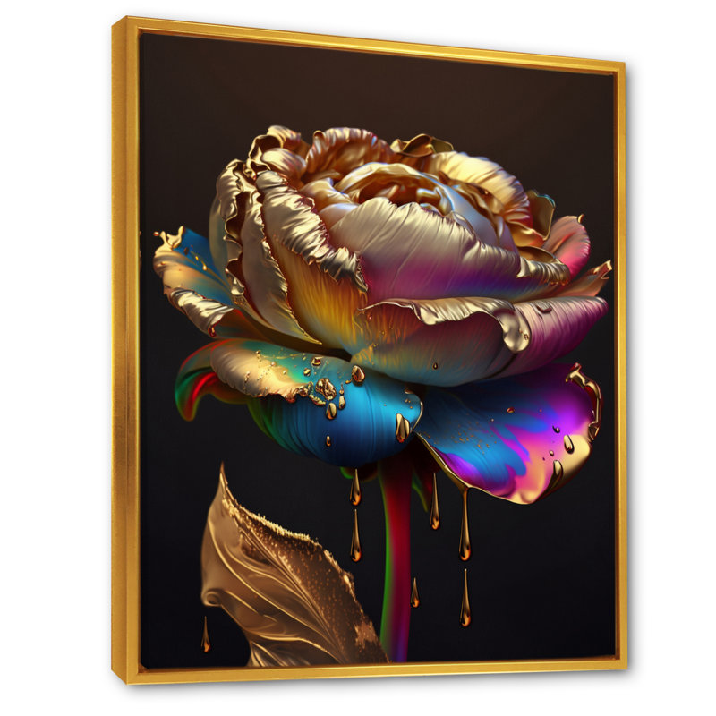«Rainbow Peony», impression sur toile, H 20 po x l 12 po x P 1 po, Cadre flottant doré