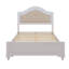 Modern   Wood Bed With Hidden LED Light Upholstered Curved Headboard-109625467