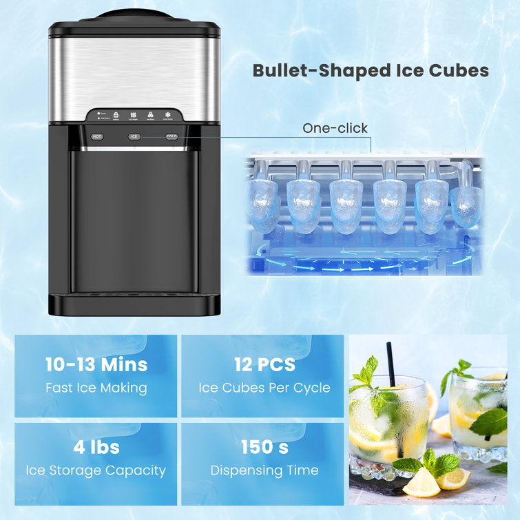 2.2 L Portable Ice Cube Maker with Bullet-Shaped Ice Cube - Costway