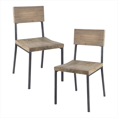 Ensemble de 2 chaises d'appoint en bois massif gris ardoise avec garniture cloutée, sièges de salle à manger industriels, L 20 po x l 17 po x H 34 po