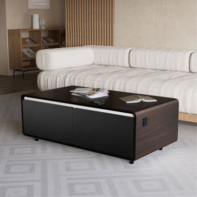 Table basse intelligente Ronin avec réfrigérateur, prises de courant, haut-parleurs Bluetooth et lumière RVB