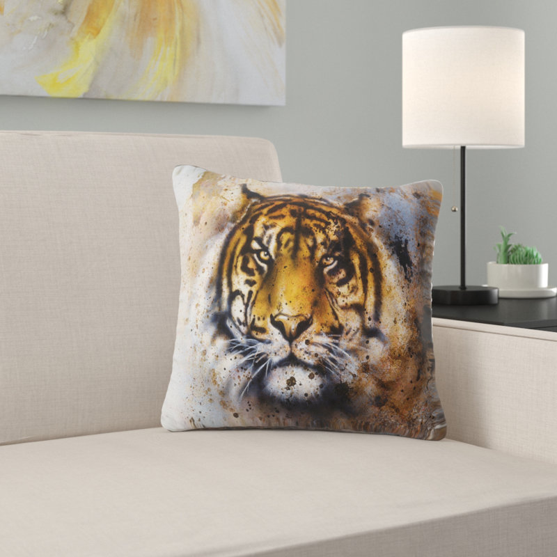 Collage De Tigre Avec Oreiller De Conception De Rouille Animal