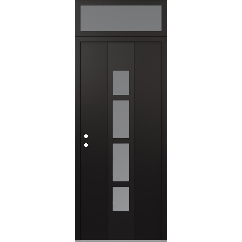 Porte d'entrée pré-suspendue Diamond A10, Droite / vers l'intérieur, Noir / blanc / givré
