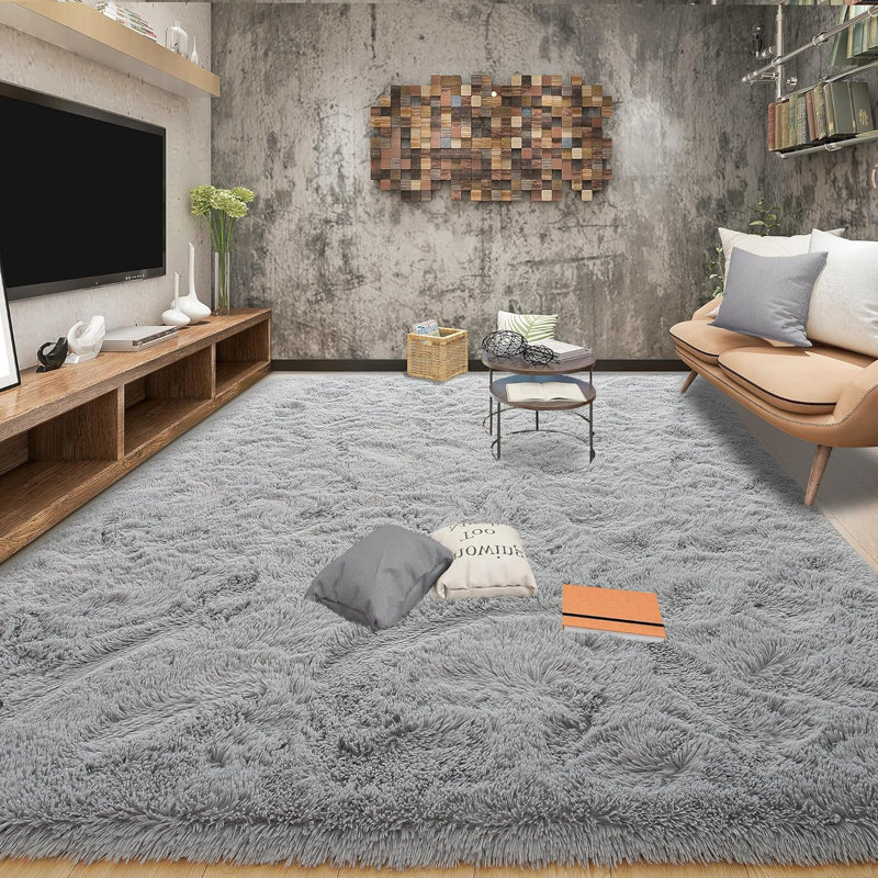 Shahen Rectangle Shag Area Rug, Rectangle 5' x 8', Gray