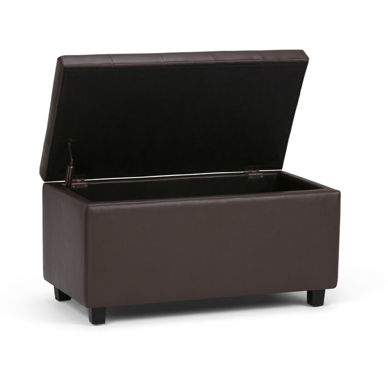 Cosmopolitan Chocolate Brown Tufted Faux Leather Storage Ottoman