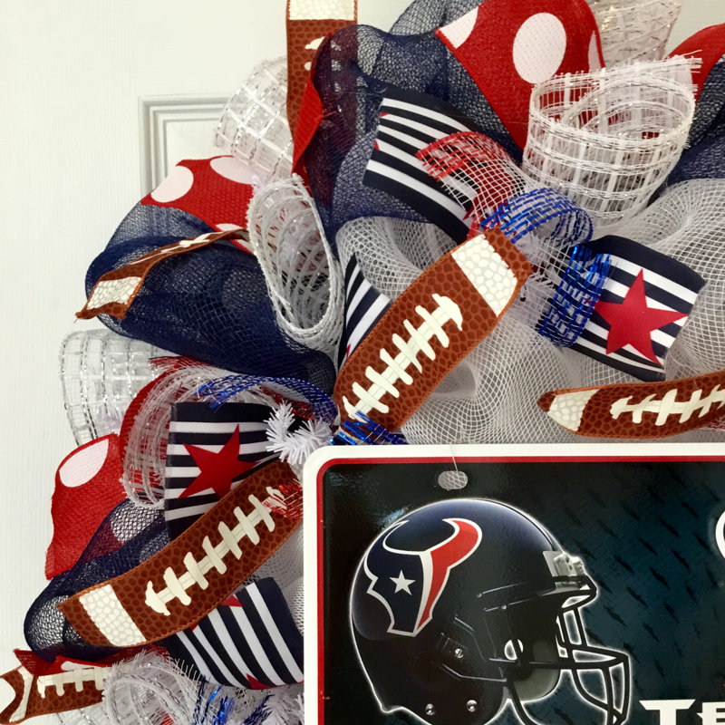 Couronne de football en maille déco faite à la main 24 po, Texans de Houston