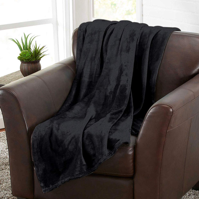  Couverture en flanelle super douce et chaude, Noir, Simple