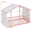 Lit plateforme simple avec baldaquin en tissu transparent et guirlande lumineuse-804243500