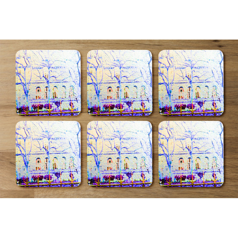 Square 6 Piece Coaster Set, Blue
