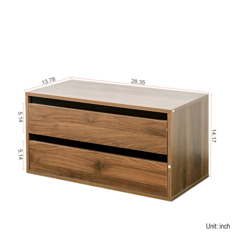 28.35" Stackable Wall-Mounted Storage Cabinet with 2 Drawers, Melamine Organizer
