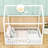 Full Wood House Bed with Fence-1895710350