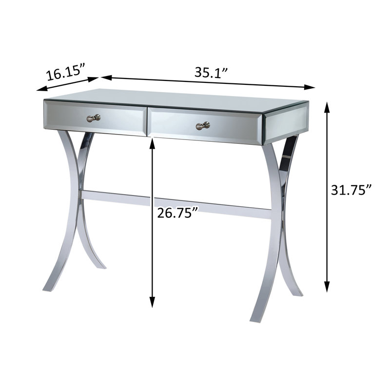 2-Drawer Console Table Clear Mirror