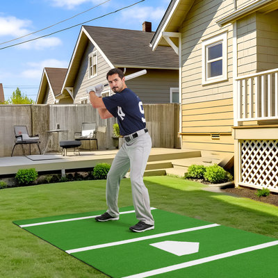Tapis de baseball 12 x 6 pi, tapis de frappeur de baseball avec plaque de base et envers en caoutchouc antidérapant, tapis antidérapant portatif pour la pratique de la posture de frappeur