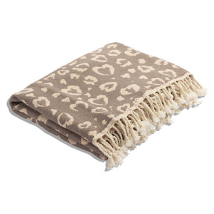 Jeté pour canapé ou canapé Antalya Leopard Heart Turkish, en coton biologique doux, toutes saisons, 74 po x 54 po