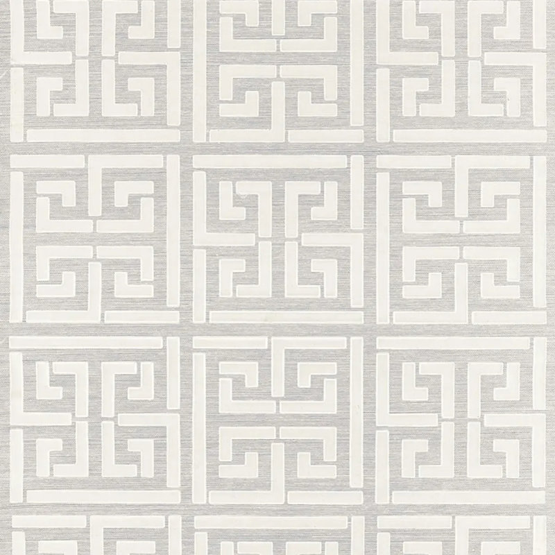 Greek Key Sisal Wallpaper, Silver
