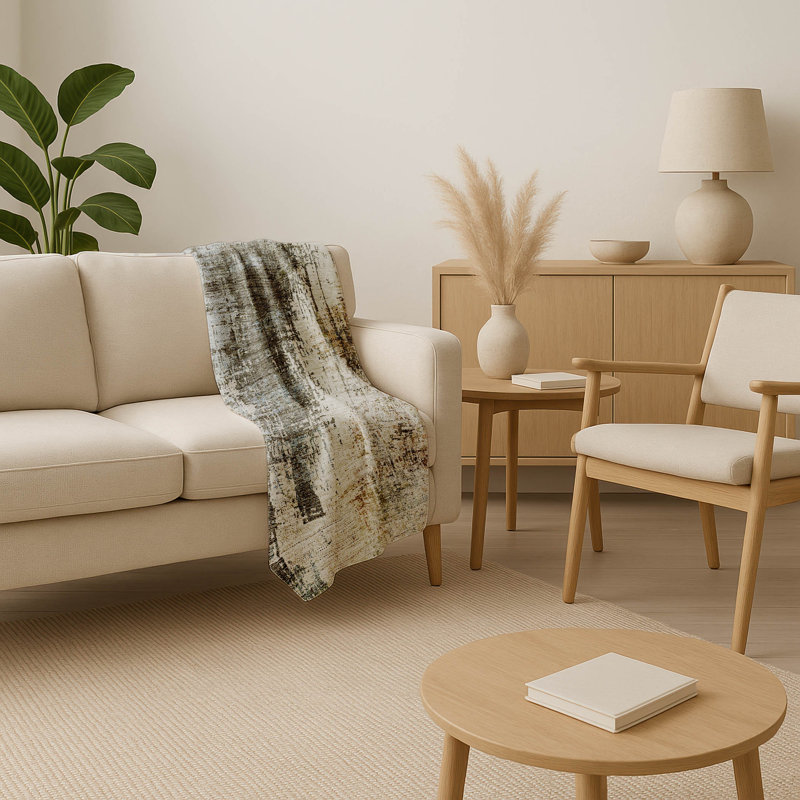 Jeté Sherpa ASB797 moderne lavable à la machine Addison, Beige
