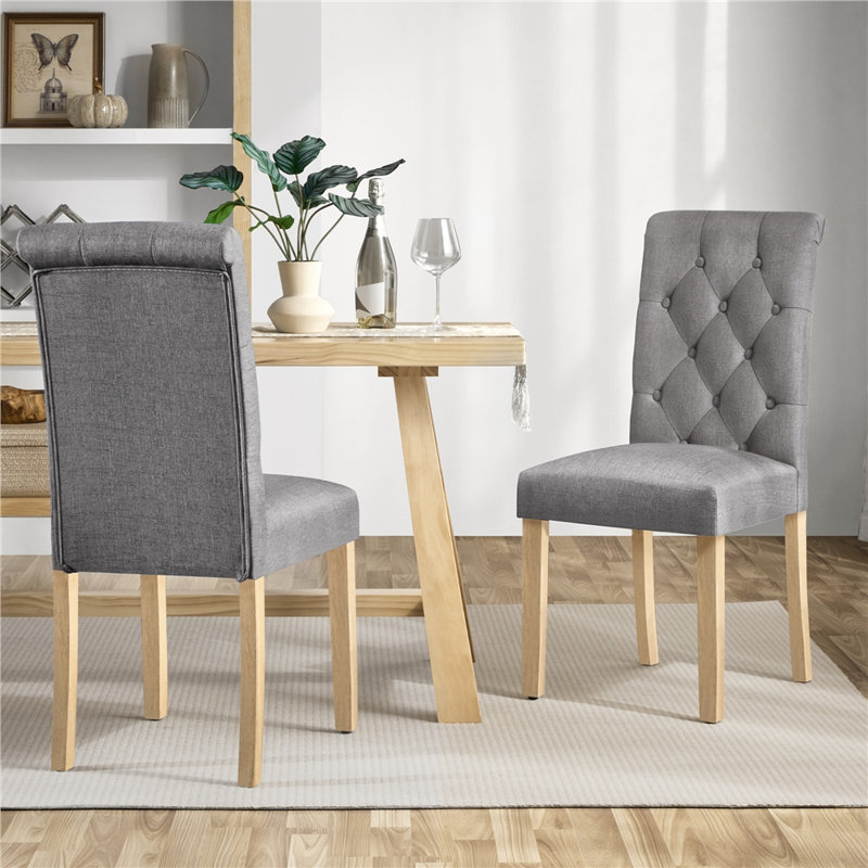 Beacan Tufted Upholstered Dining Side Chair, Dark Gray