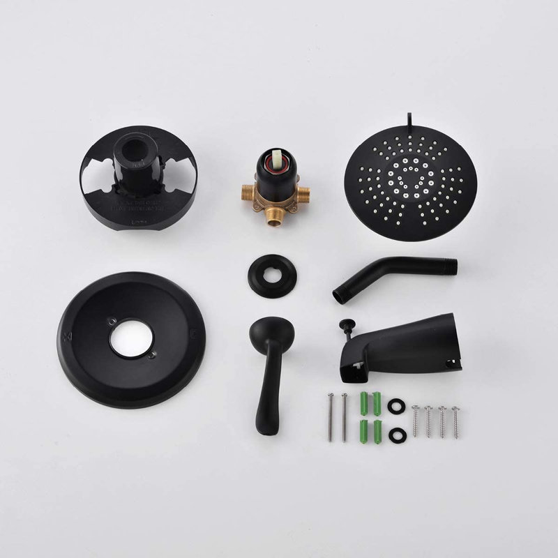 Robinet de douche à pression équilibrée avec valve brute, Noir mat
