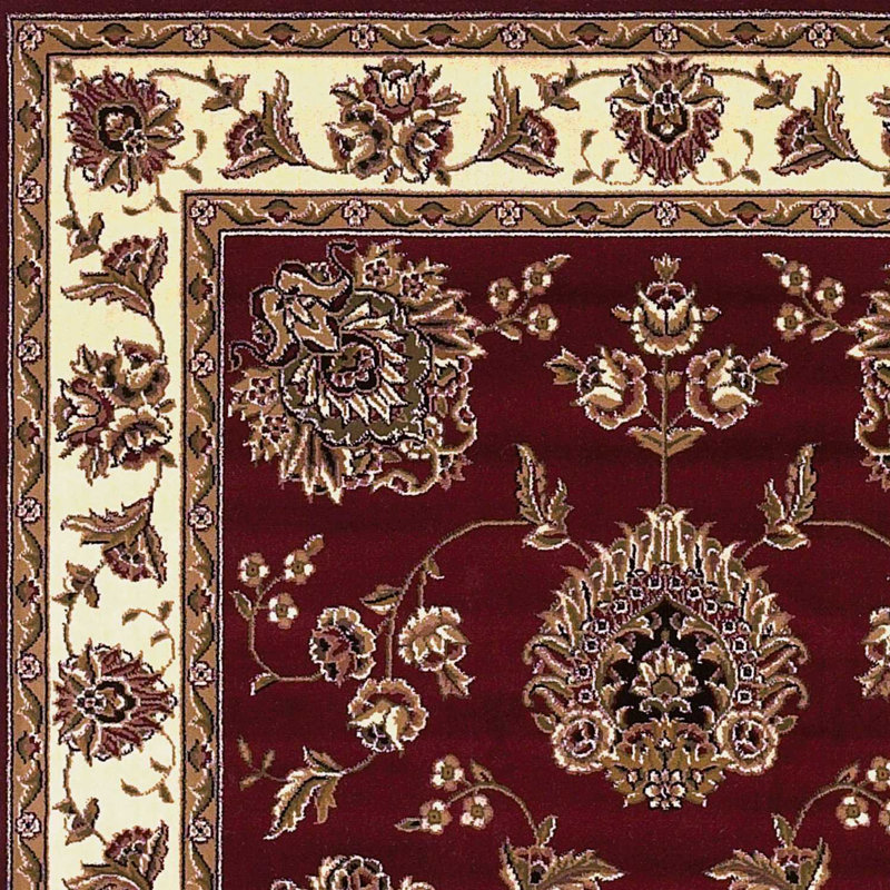 Tapis rouge / ivoire Stian, Tapis de couloir 2 pi 2 po x 7 pi 11 po