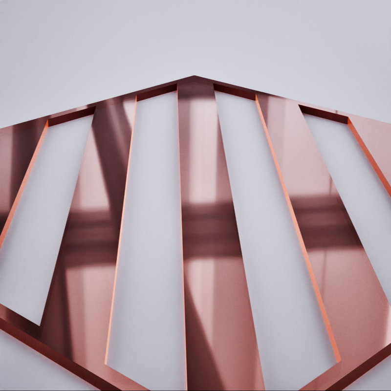 Rothwell Decorative Fretwork Acrylic Wall Panels, Extra Small, 7 3/8"W x 7 3/8"H x 1/8"T, Rose Gold Mirror, Rose Gold