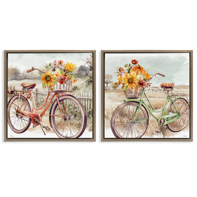 Rustic Autumnal Bicycles 2 PC Canvas Set by Nicole DeCamp