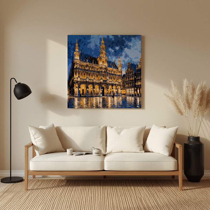 Art mural en métal villes de Bruxelles, Belgique, H 144 po x l 144 po x P 0,05 po
