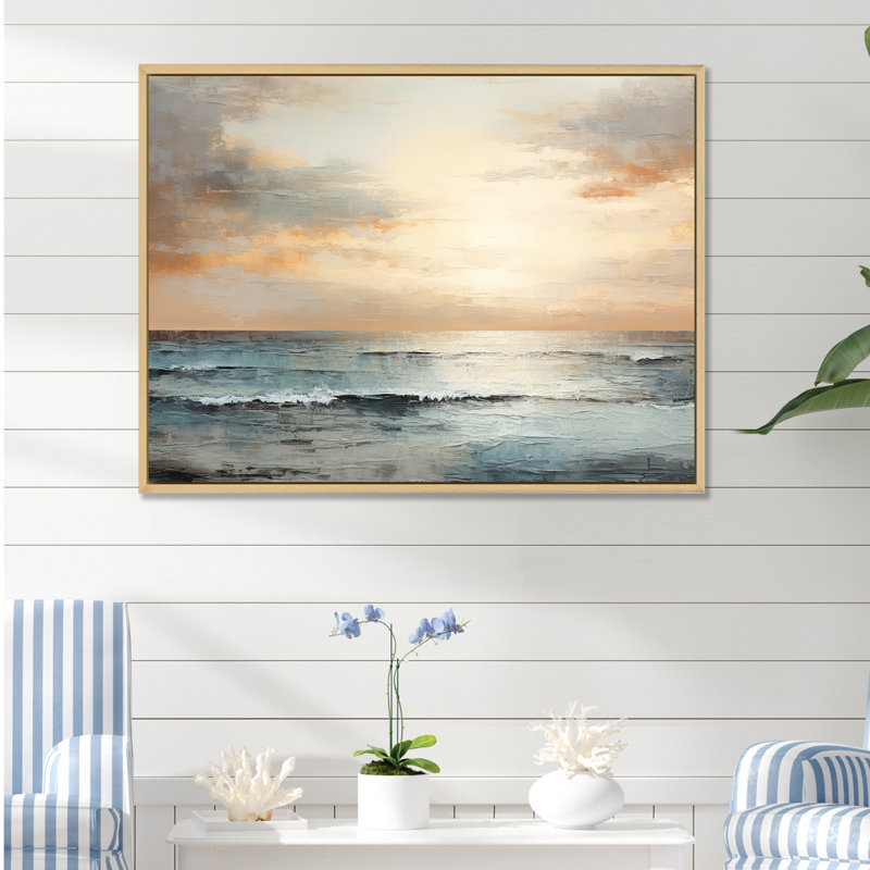 Impression sur toile Pirtle - Coastal Sunset, H 24 po x l 32 po x P 1 po, Cadre naturel flottant