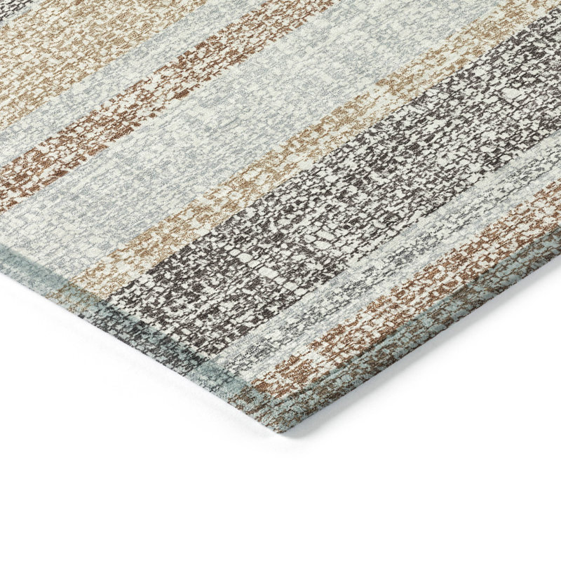 Machine Washable Indoor/Outdoor Xhevrie Gray Rug, Rectangle 3' x 5'
