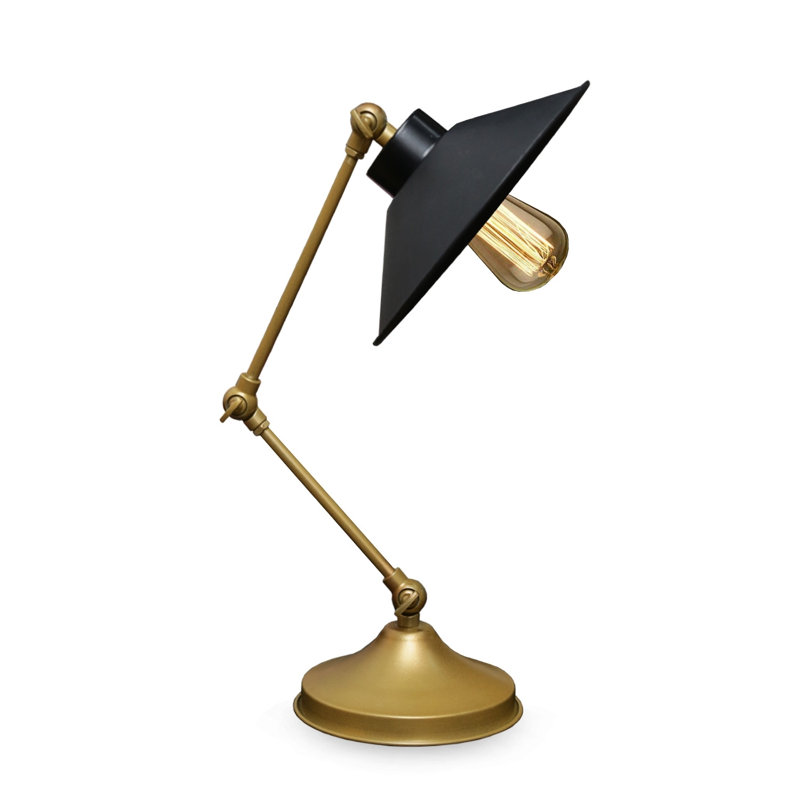 Lampe de table moderne avec un design 100% métal, finition noire et dorée | 16,5 po x 8,3 po | 1 x douille E27, 40 W maximum | Câble de 59,1 pouces | Décoration glamour et scandinave élégante pour le salon, la chambre à coucher ou le bureau