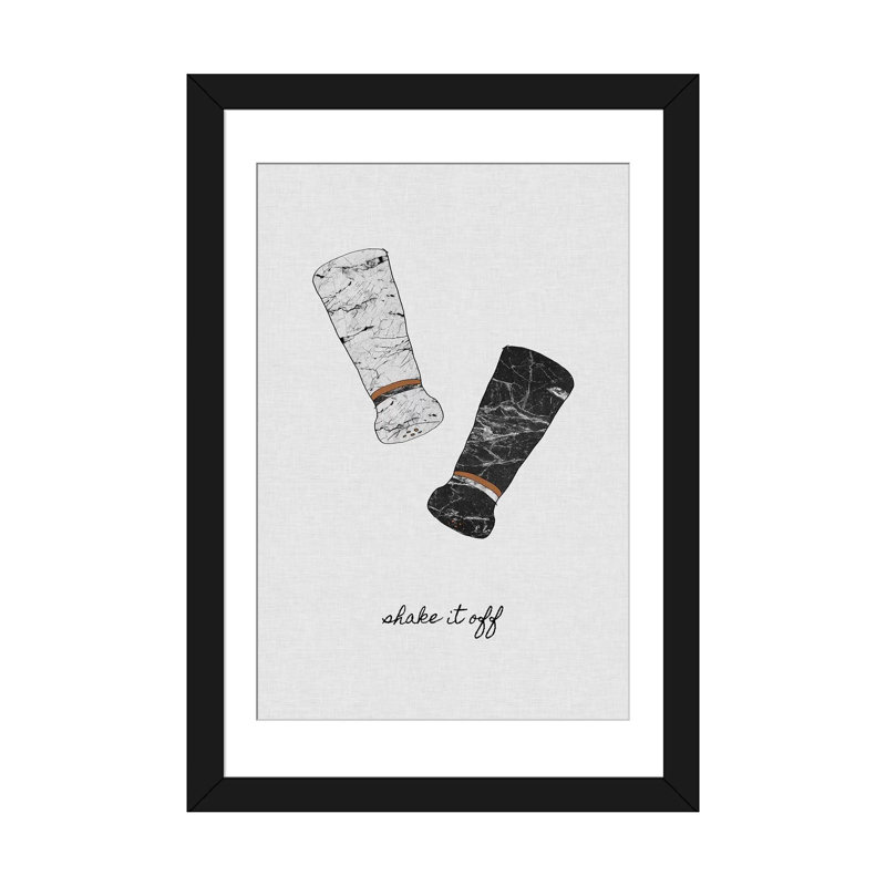 « secoue it off », impression sur toile, Papier d'art encadré noir, Blanc, H 24 po x l 16 po x P 1 po