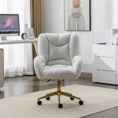 Chaise de bureau pivotante en tissu Teddy